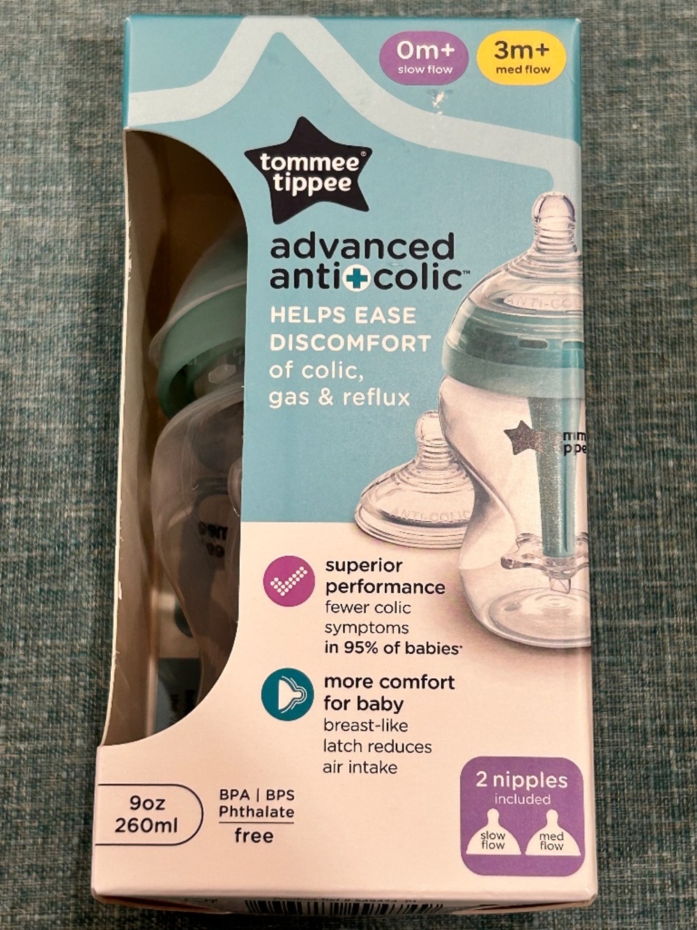 Tommee Tippee Advanced Anti-Colic Wide Neck Bottle Clear 260ml/9oz 0M+